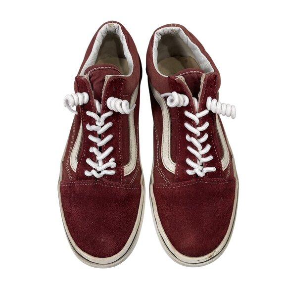 Vans Old Skool Skater Shoes Womens 8.5 Maroon Red Suede Canvas Low Top Sneaker - Picture 4 of 11